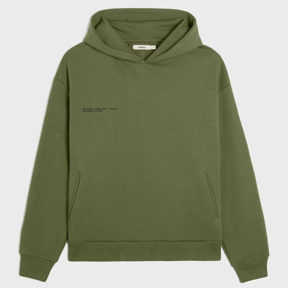 Pangaia Comfy 365 Mid Weight Cotton Hoodie in Green Olive - Picture 3 of 10
